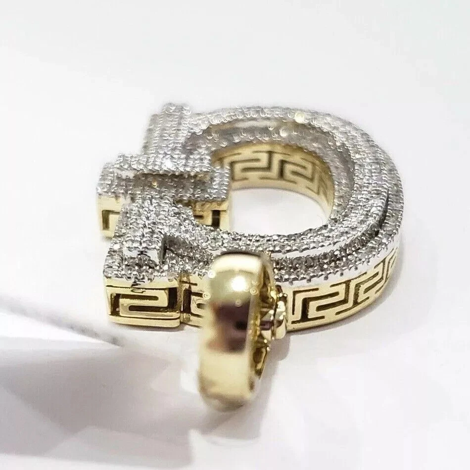 Colgante de plata de ley personalizado con letra inicial de diamante creado en laboratorio de 1,50 quilates "G" Foto 3 de 4