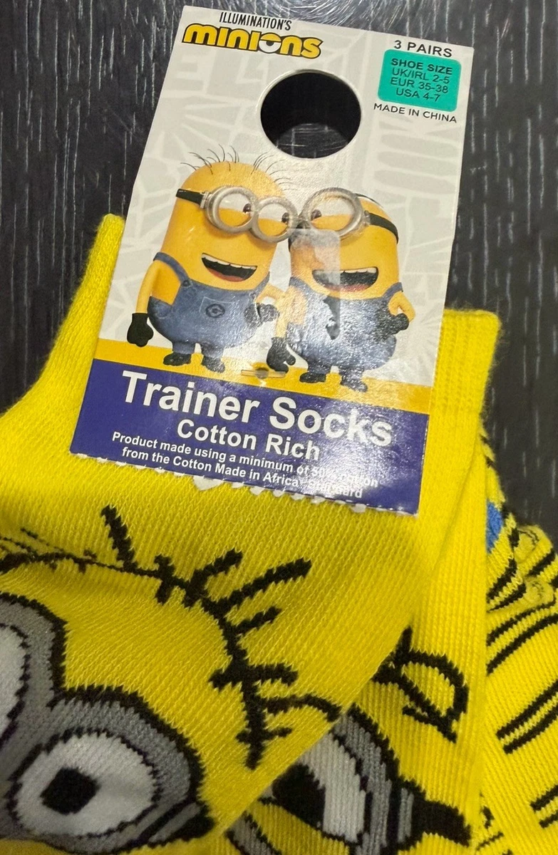 Conjunto Calcetines Primark Minions Stuart Bob Amarillo Azul Gafas Iluminación