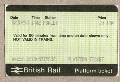 Purley S02 - APTIS Bahnsteig Ticket - Surrey Postal CR2 South London
