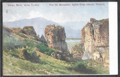1930 GREECE METEORA THESSALY VIEW OF AGIA TRIAS MONASTERY (HOLY TRINITY)
