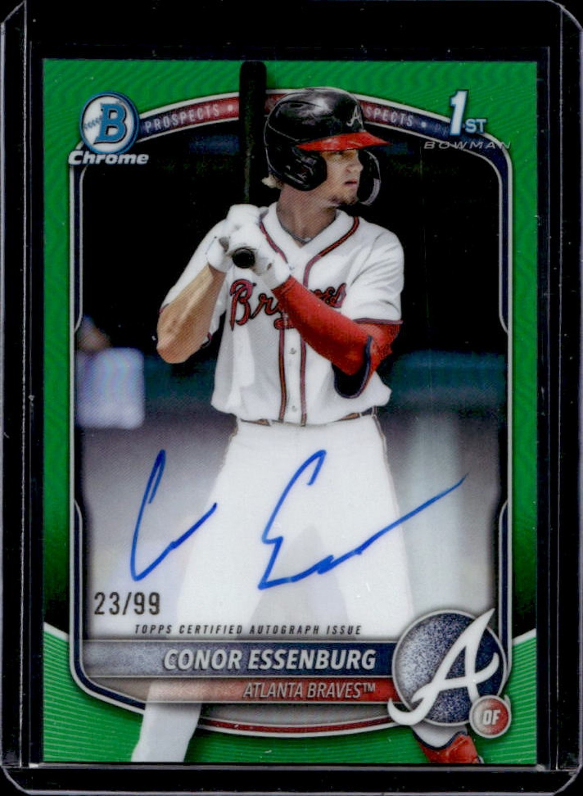 2025 Bowman Draft Conor Essenburg Chrome Auto Green Refractor 1st #/99 Braves
