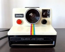 Vintage Original Polaroid SX-70 OneStep White Rainbow Stripe Camera Untested GUC