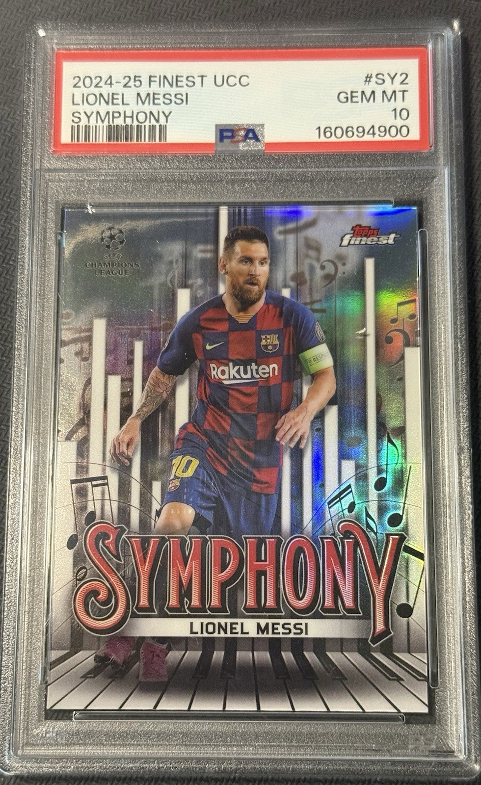 2024-25 Topps Finest UEFA Club Competitions Finest Symphony Lionel Messi GEM 10 view 2