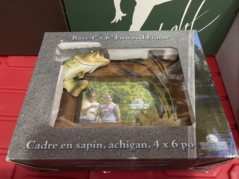 River's Edge Fishing Cattails Picture Frame Wooden 4"X 6" Pic Hang or Stand Box