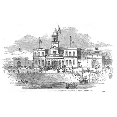 CORK Building for the Exhibition for Arts & Manufacturers - Antique Print 1852