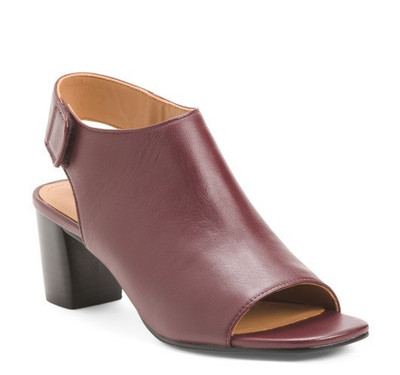 JOHNSTON AND MURPHY Leather Evelyn Open Toe Comfort Booties 7 Bordeaux Glove New