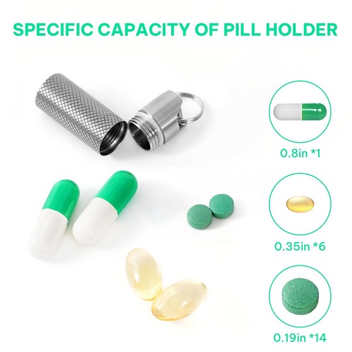 Mini Pill Box Container (2Pack), Portable Titanium Waterproof Keychain Pill H... - Picture 4 of 7