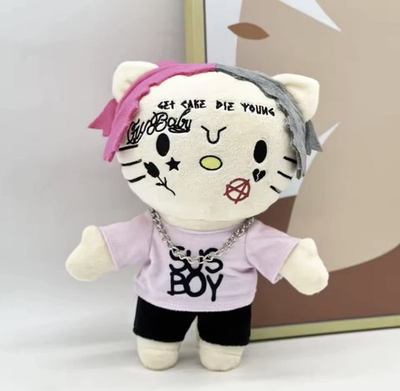 #ad Hello Kitty as LIL Peep Plush Doll Rapper Figure Collectable Gift Viral FYP 24Cm $28.00