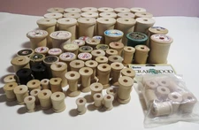 80 Wood Sewing Spools - Various Sizes, No Thread