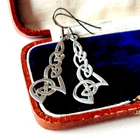 LOVELY VINTAGE STERLING SILVER CELTIC DESIGN DROP PIERCED EARRINGS