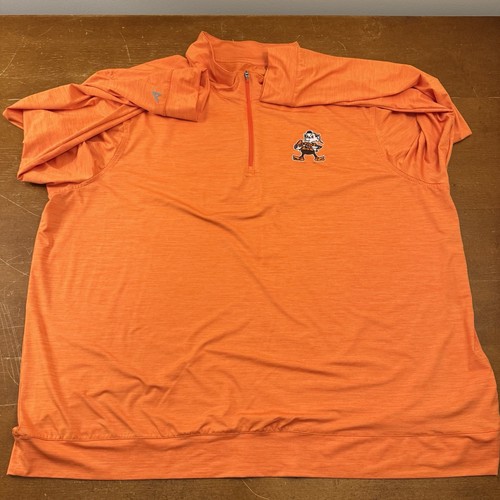 Cleveland Browns Sweater Mens 3XL Orange 1/4 Zip Football Lightweight - Picture 6 of 8