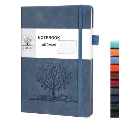 Daofary Dotted Journal Notebook with Pen Holder  A5 1 Pack-Dotted, Navy Blue 