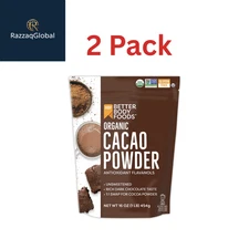 BetterBody Foods Organic Cacao Powder, Gluten-Free, 16 oz (2 Pack)