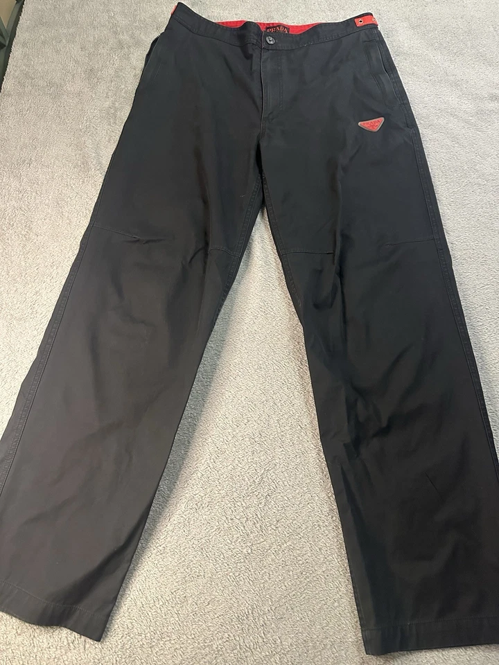 Prada Linea Rossa Sport Black Pants Red Triangle Logo Italy Men’s 34x28 - Image 4 of 4