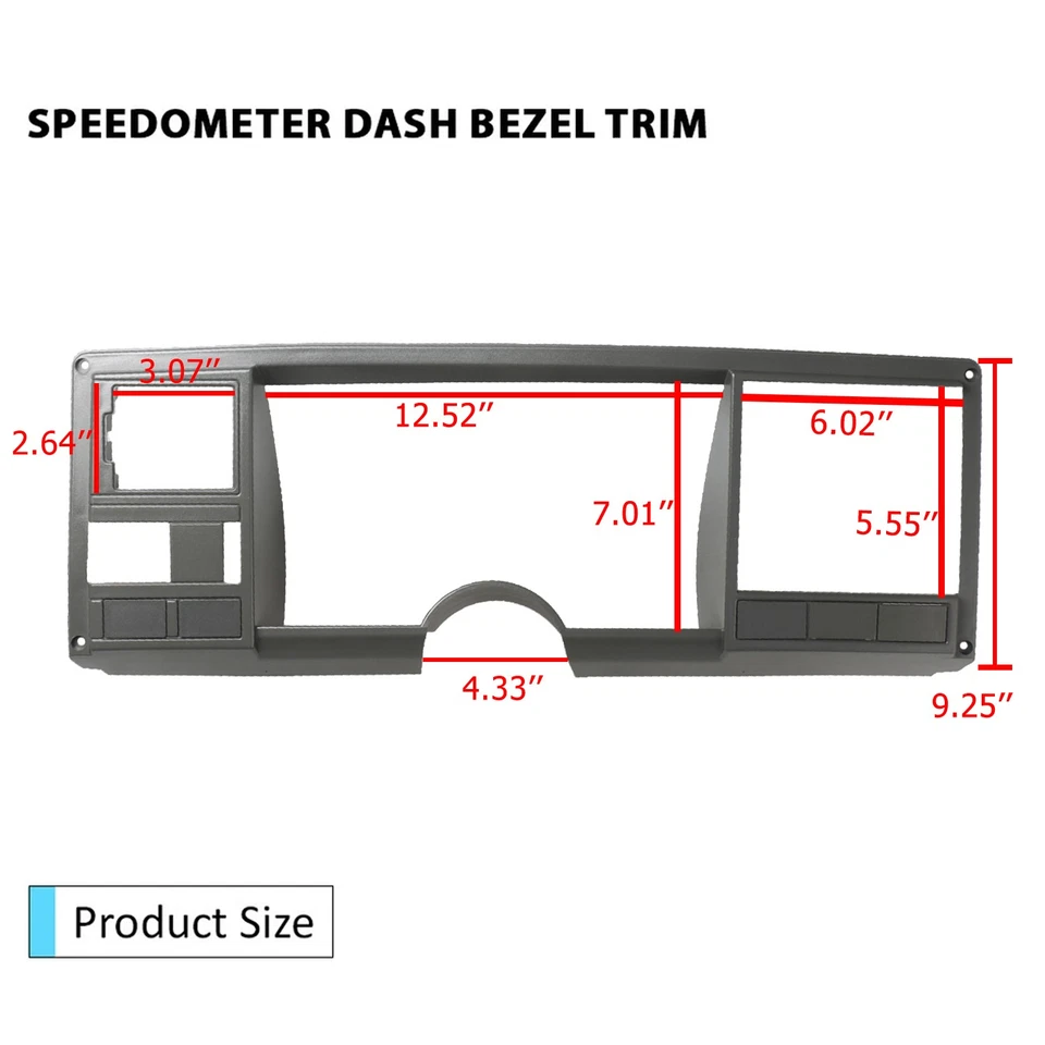 Borde de bisel de tablero de calibre gris para camioneta Chevrolet GMC 88-94 C/K Stock en EE. UU. Foto 3 de 4