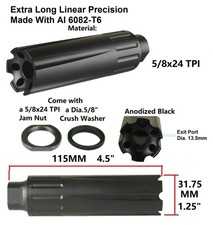 4.5" Linear Compensator Muzzle Brake 5/8x24 TPI For .308 .338 .300BLK 350 Legend