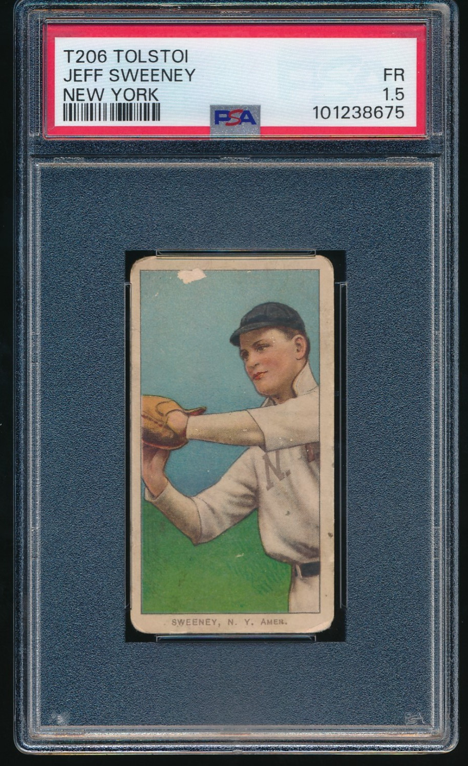 1909-11 T206 Jake Sweeney New York Highlanders Tolstoi Cigarettes PSA 1.5 FR
