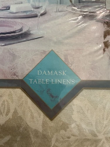 Vintage Gold Damask Round Tablecloth – 70” Diameter – Holiday or Formal Dining