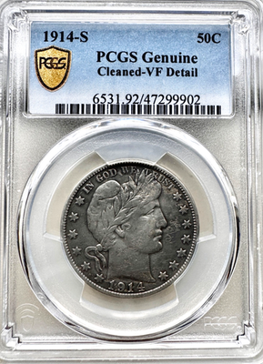 1914-S Silver Barber Half Dollar PCGS VF Details | eBay