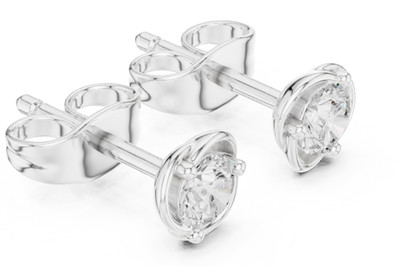 Certified Natural VVS1 Diamond Precision Anniversary Stud Earring 14k Gold Over