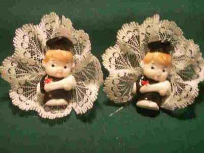 8 graduates boys cold porcelain trinket cake decoration capia favor with lace