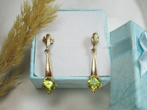 Victorian stile 9kt gold peridot earrings - Picture 4 of 11