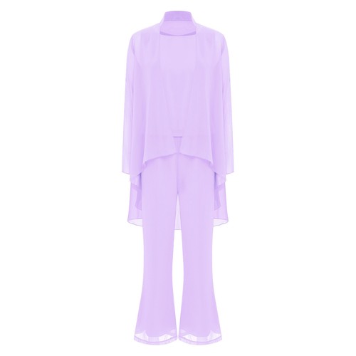 Women Dress Pant Suits Plus Size Chiffon 3 Pieces Wedding Guest Evening Outfit - Picture 72 of 73
