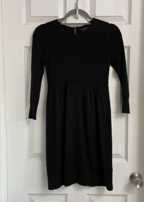 petite black sweater dress Rihoas Contrast Stitch Sweater Mini Dress for Women, Black / S