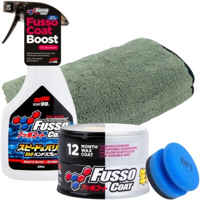 Soft99 Fusso Coat Dark oder Hell mit Speed Barrier Puck & Tüchern