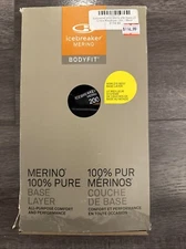 Icebreaker Bodyfit Merino Wool Crew Stripe Black Base Layer L/S Shirt Mens XXL