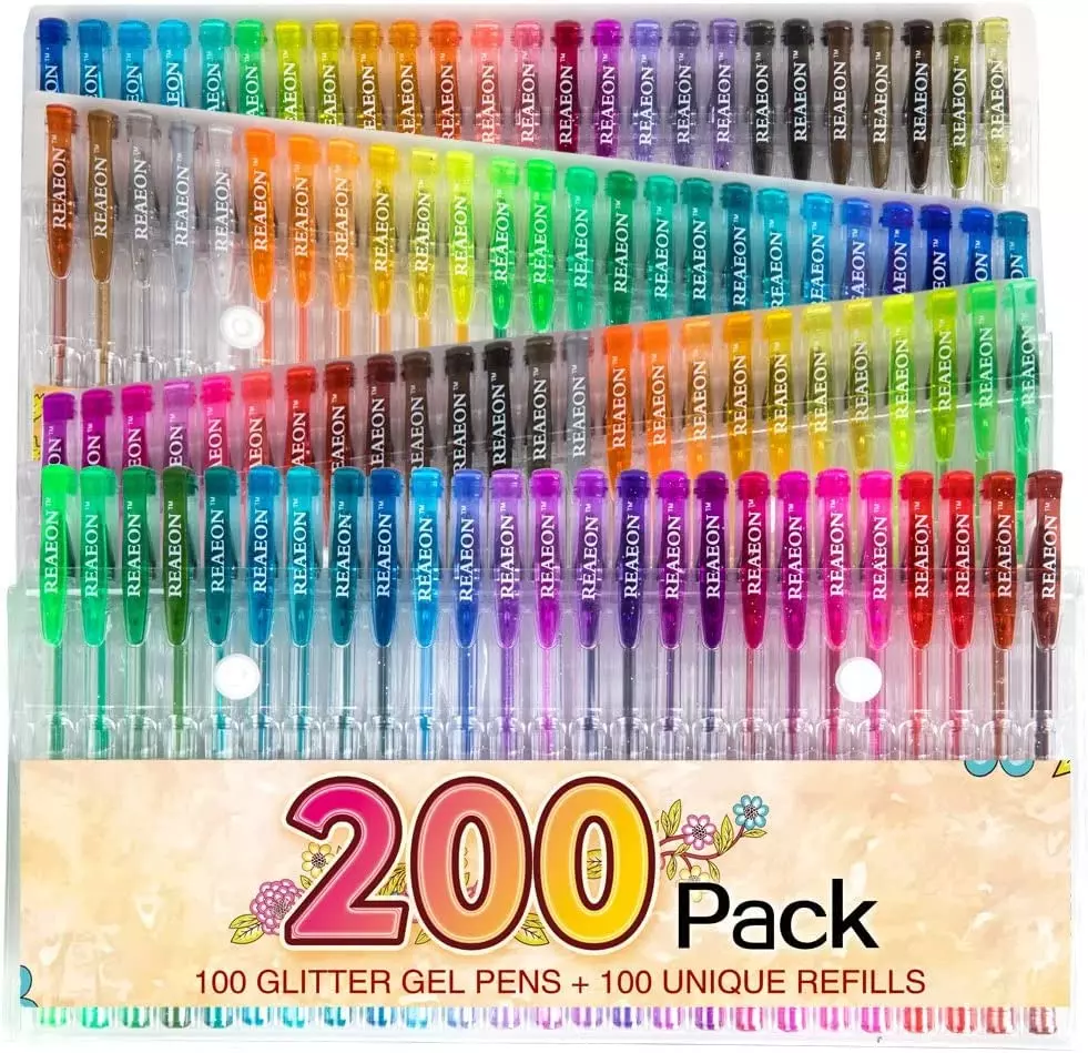 200 Gel Pens Set Glitter Metallic Neon Individual Colors for Kids Adult  Coloring