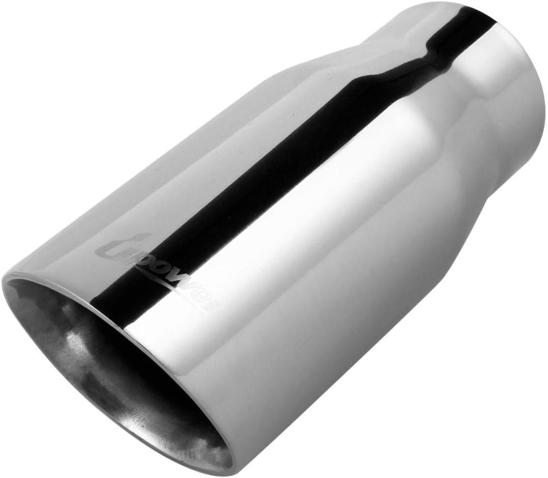 2.25 to 3 Inch Stainless Steel Exhaust Tips 8in Long with 2.25in Inlet 3in Outlet