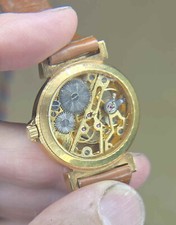 Tempic Skelett Armbanduhr Vintage retro durchsichtig Handaufzug Lederband