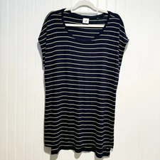 Cabi Ibiza Striped Tunic Tee Blue Green Size Medium 