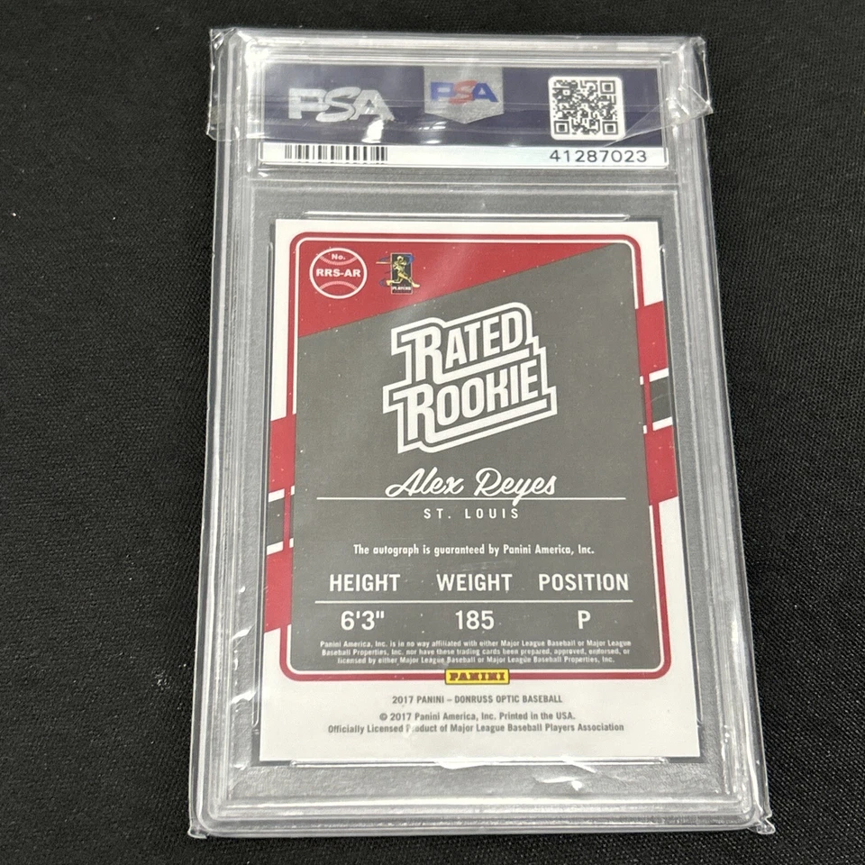 2017 Donruss Optic Alex Reyes Rated Rookie Auto PSA 10 Cardinals  - Image 3 of 3