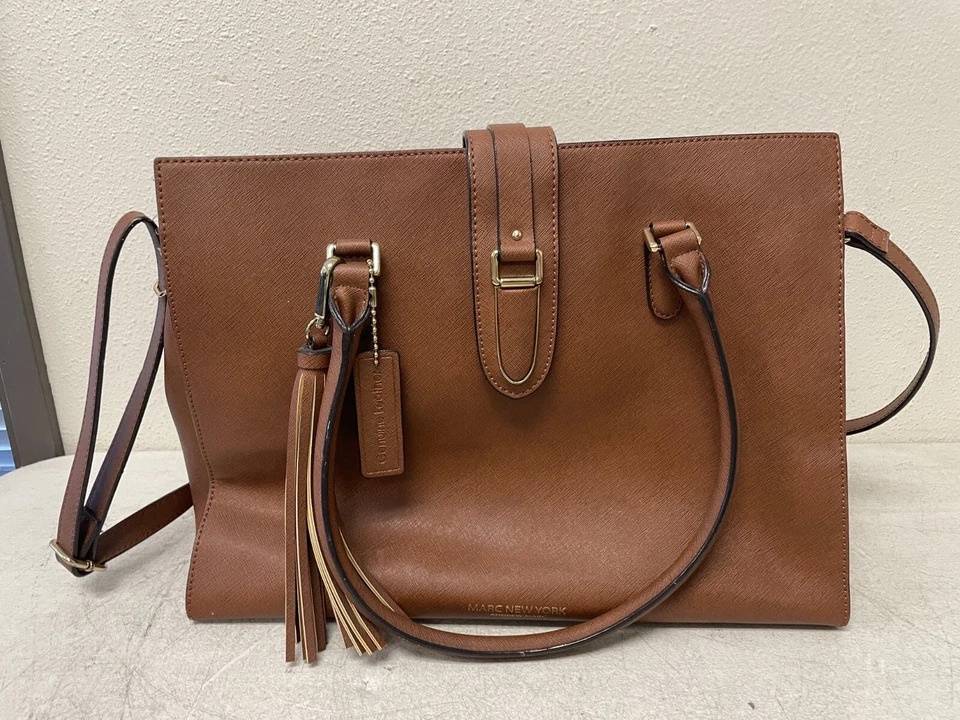 Marc New York Andrew Marc Large Brown Leather Tote Shoulder Bag Purse - Image 2 of 4