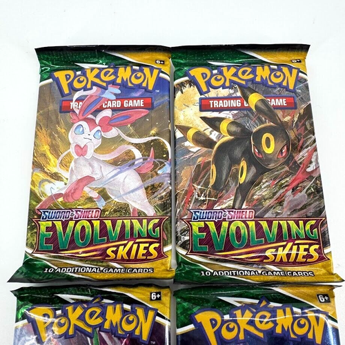 Pack Art Set (4) Pokemon TCG Sword & Shield Evolving Skies Booster Packs NEU - Bild 3 von 6