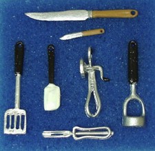 Dollhouse Seven Piece Kitchen Cooking Utensil Tool Set Miniatures for Doll Hous