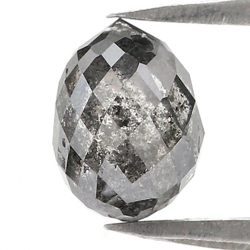 Diamante gota suelta natural de 2,48 quilates 8,10 mm color negro gris diamante QL5682 - Imagen 4 de 7