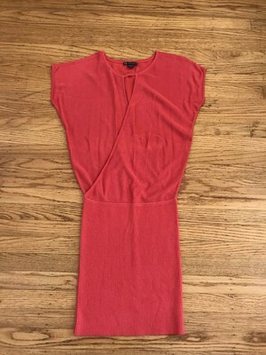 New A/X Armani Exchange Women sz XS cut-out front Orange red dolman dress