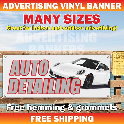 #ad #ad AUTO DETAILING Advertising Banner Vinyl Sign service repair cleaning car wash $174.94