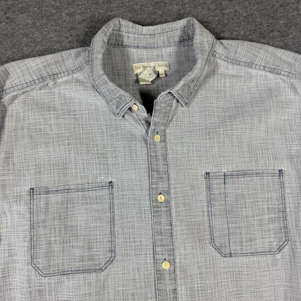 The Territory Ahead Button Down Shirt Mens 2XL XXL Light Gray Textured - Image 2 of 4