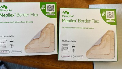 2-Molnlycke 595200 Mepilex 3'' x 3'' Self-Adherent Soft Silicone Foam Dressing 5pk