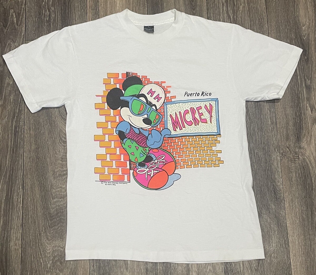 Vintage 90s Neon Colors Mickey Mouse Puerto Rico Single Stitch