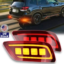 LED Tail Light Rear Bumper Reflector Brake Red DRL For Subaru Forester 2019-2023