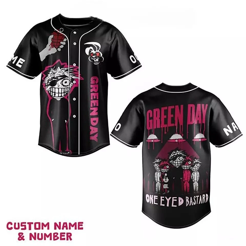 Green Day One-Eyed Bastard Personalized Baseball Jersey