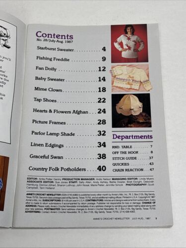 Annie's Crochet Newsletter July Aug 1987 Patterns Sweater Doily Toys - Picture 2 of 8
