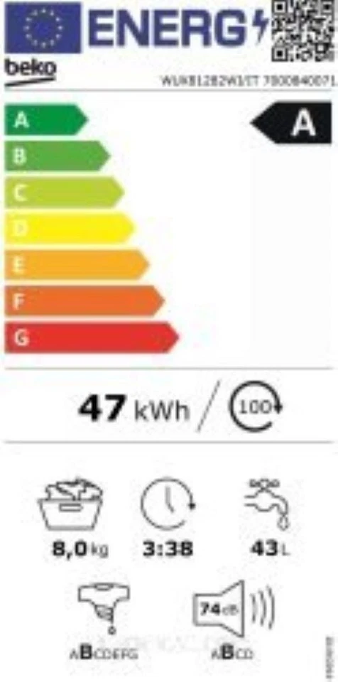 LAVATRICE CARICA FRONTALE 8 KG 1200 GIRI BEKO WUX81282WIIT 15 PROGRAMMI INVERTER - Immagine 4 di 4