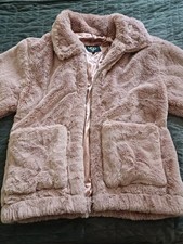 Ugg Kianna Faux Fur Jacket Women Pink Mid Length Pockets Zip Collared Size M