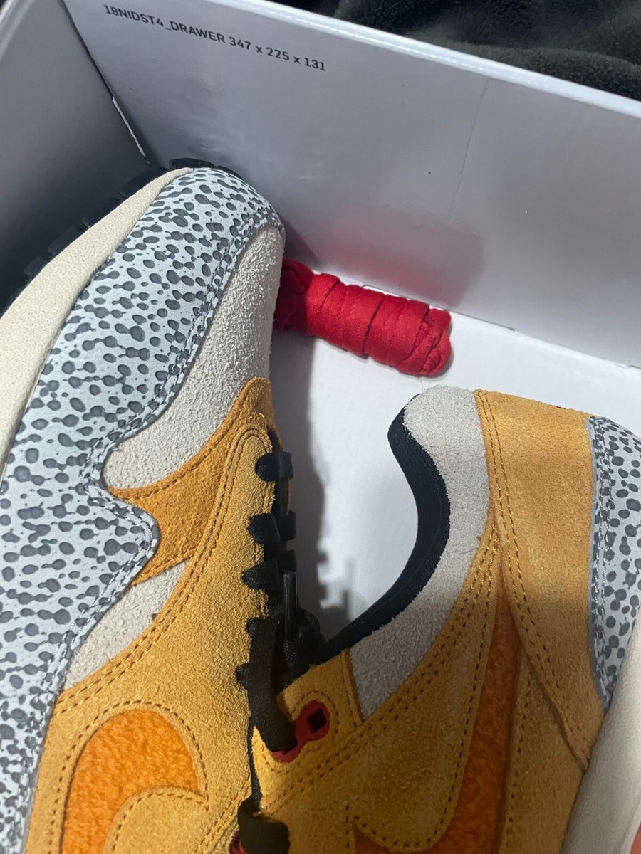 New Nike Air Max 1 Nike ID By You Elephant Safari Yellow Red Size